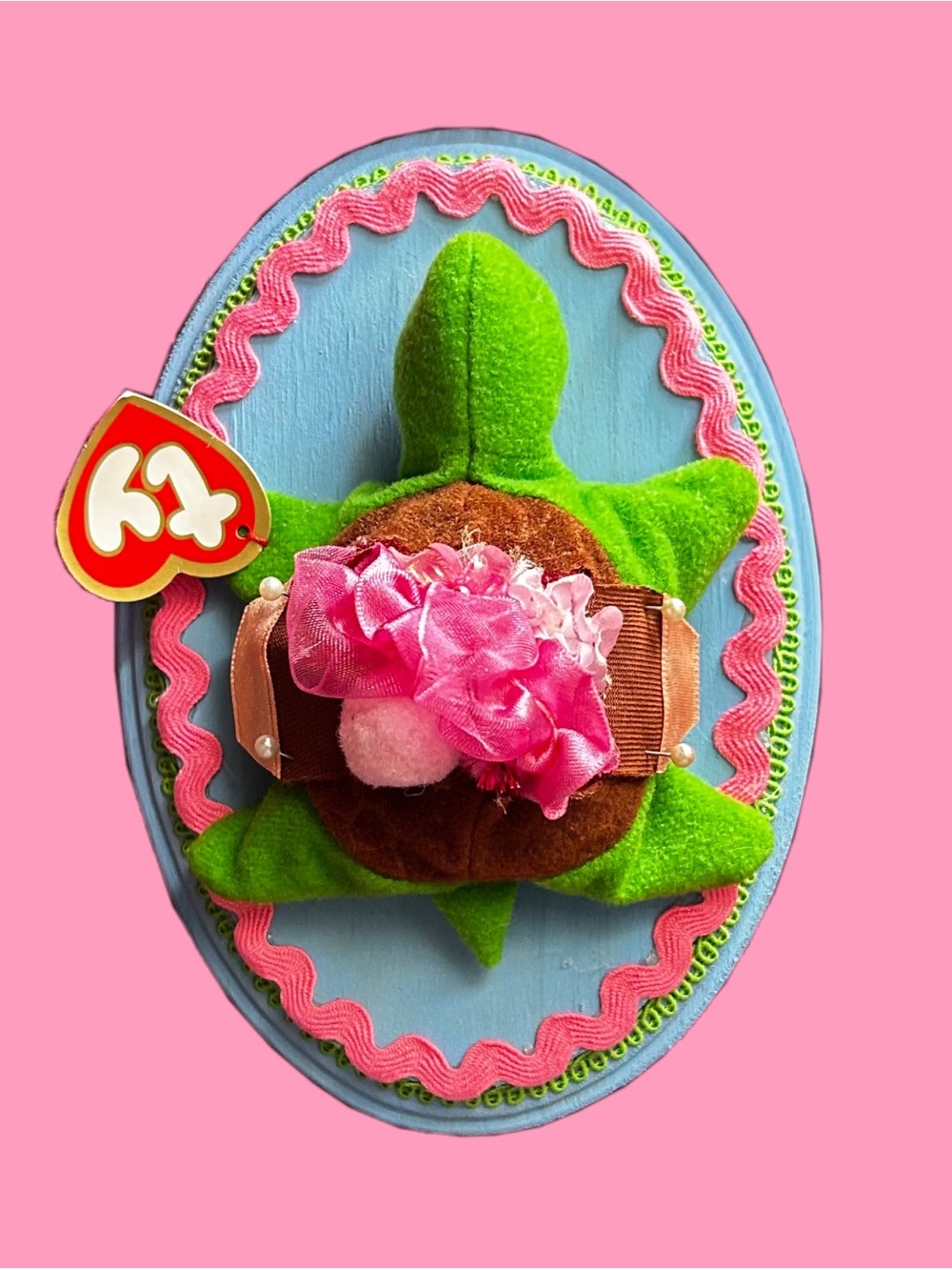 Turtle Plushie Faux Taxidermy - Speedy TY Teenie Beanie Baby